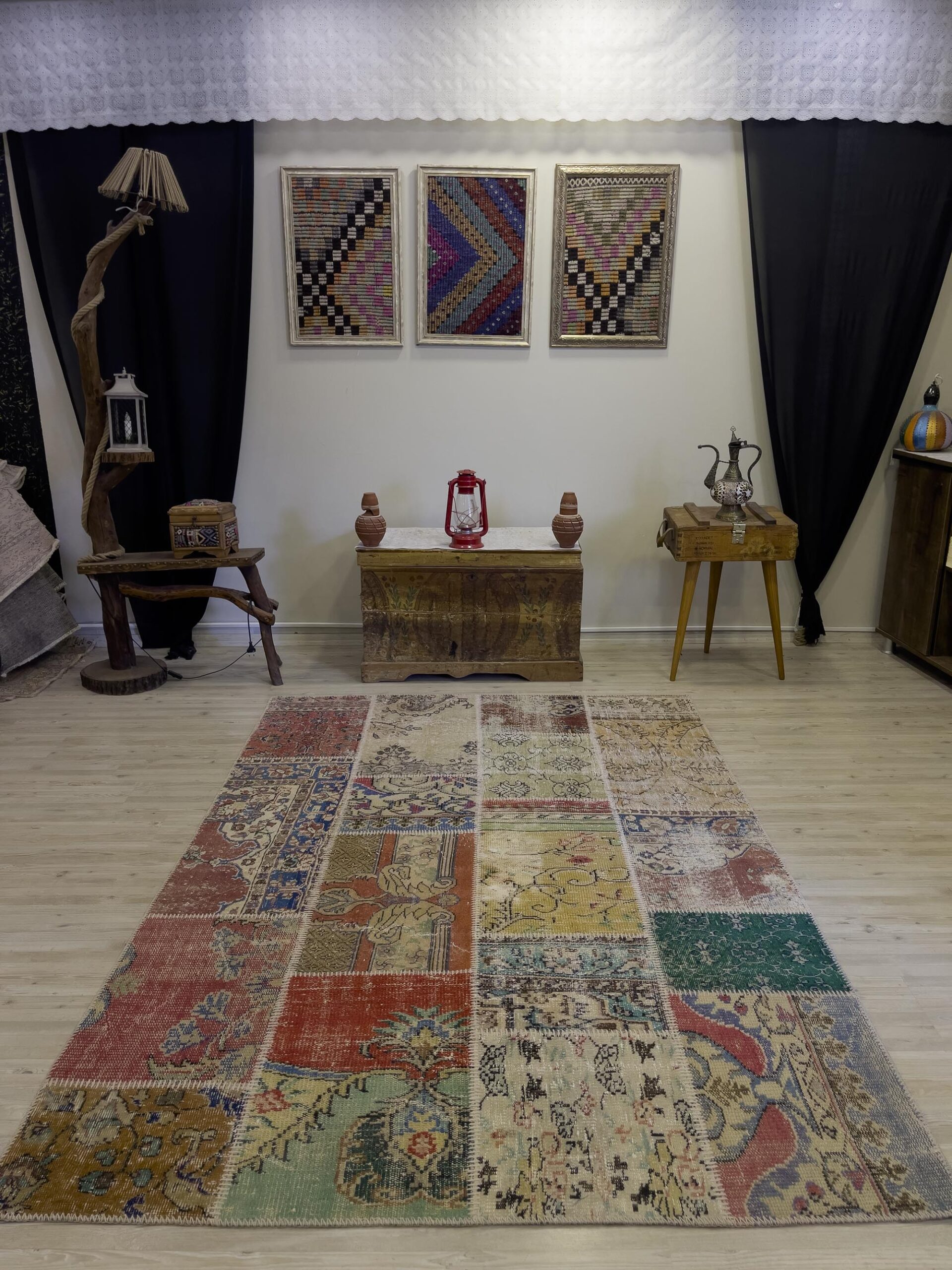 Eski Tarz El Dokuma Patchwork Halı 162x232 cm 4007 - Görsel 2