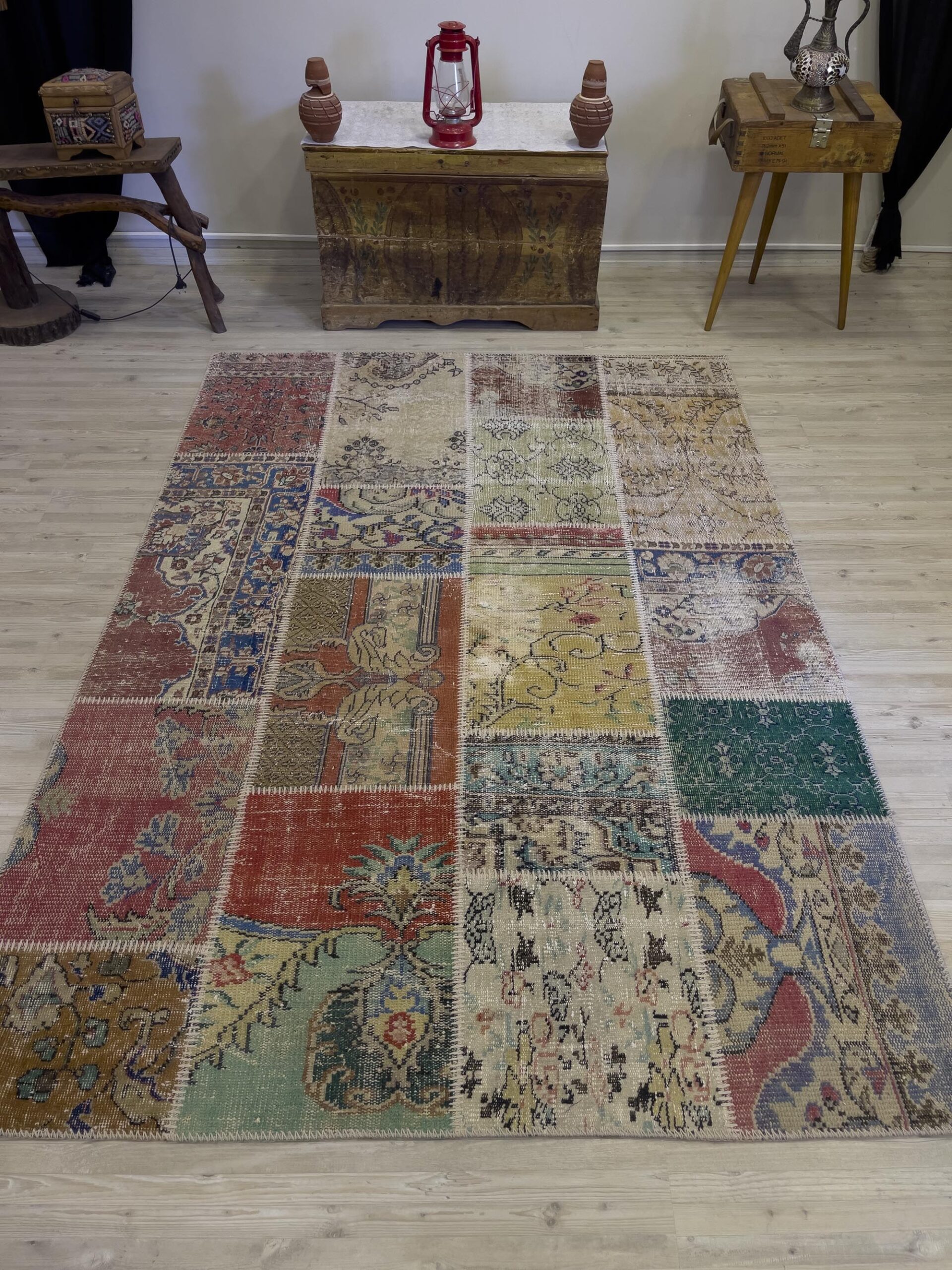 Eski Tarz El Dokuma Patchwork Halı 162x232 cm 4007 - Görsel 3