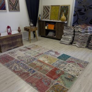 Eski Tarz El Dokuma Patchwork Halı   162x232 cm  4007