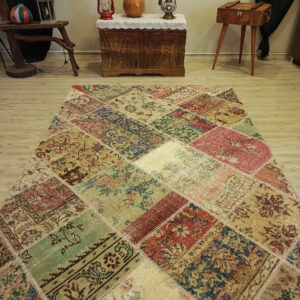 Yüzyıllık Sanat Eskitme Patchwork Halısı   160x228 cm  6387