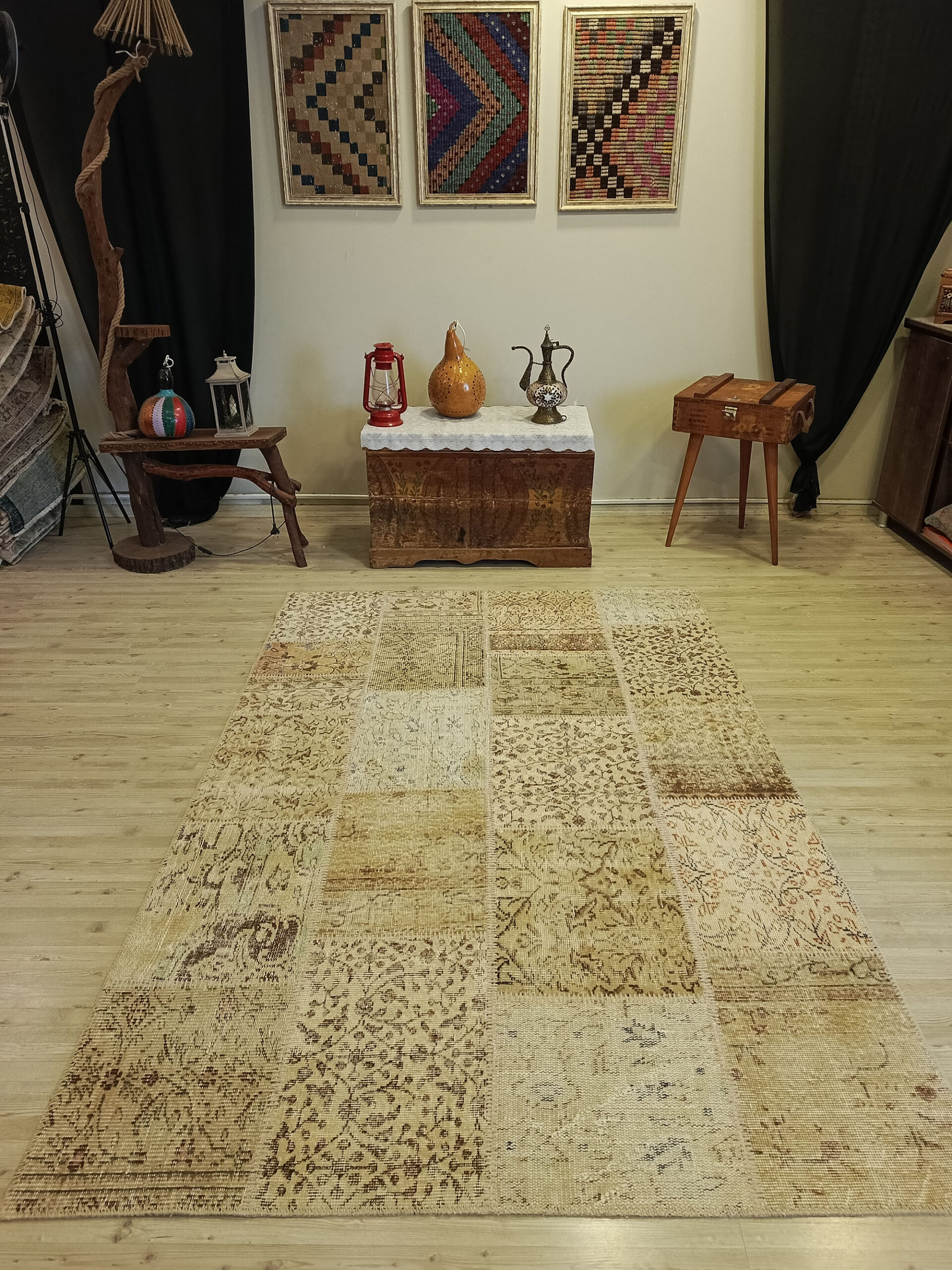 El Dokuma Özel Tasarım Patchwork Halı   160x230 cm  6390