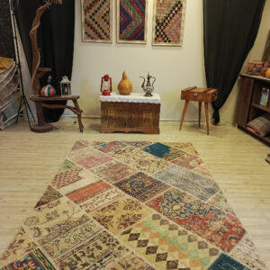 El Yapımı Eskitme Patchwork Halı   160x230 cm  6391
