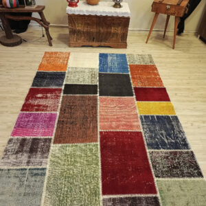 Yün Eskitme Patchwork Halı   160x230 cm  6407