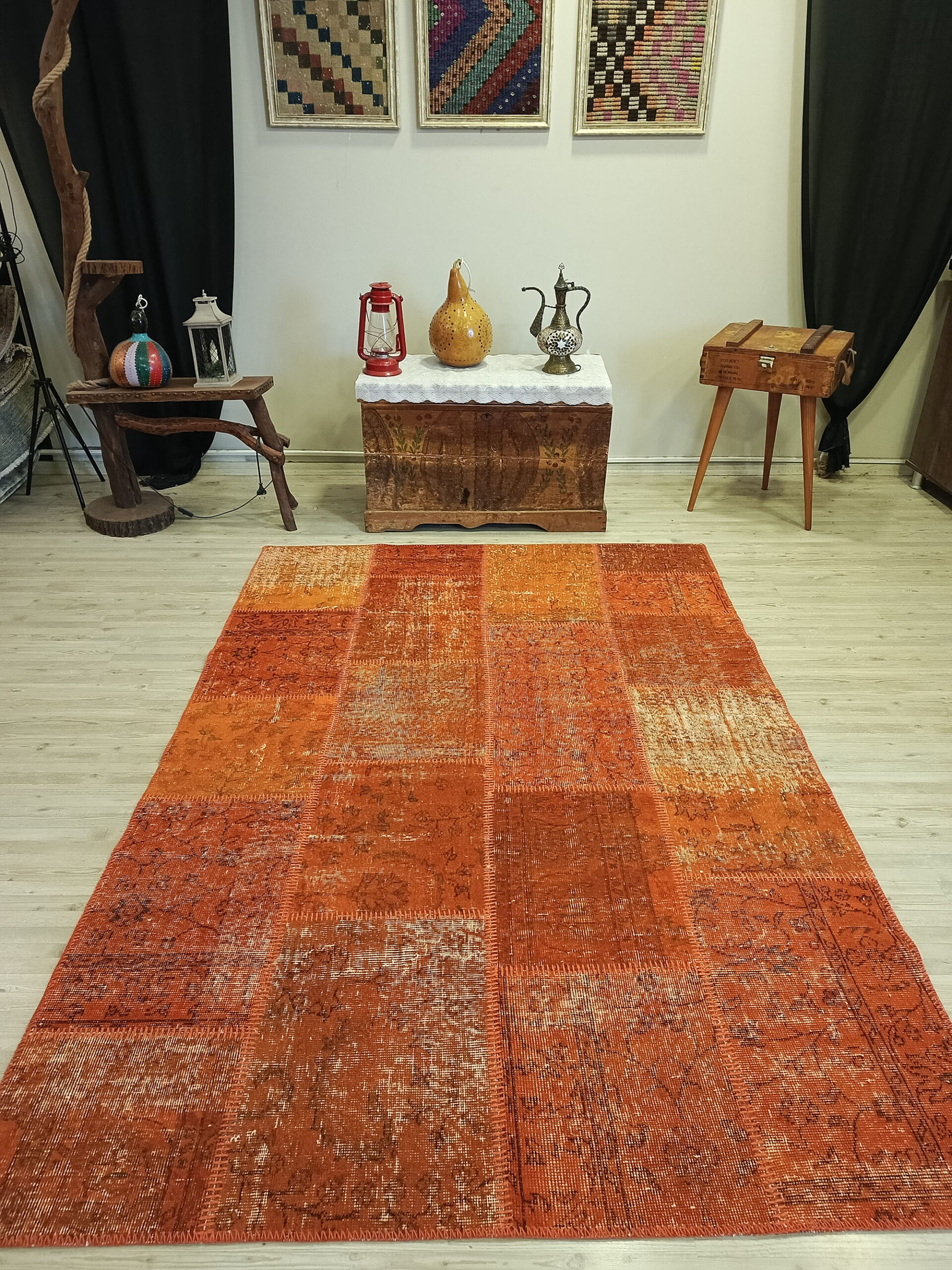 Yüzyıllık Sanat Eskitme Patchwork Halısı   160x232 cm  6408
