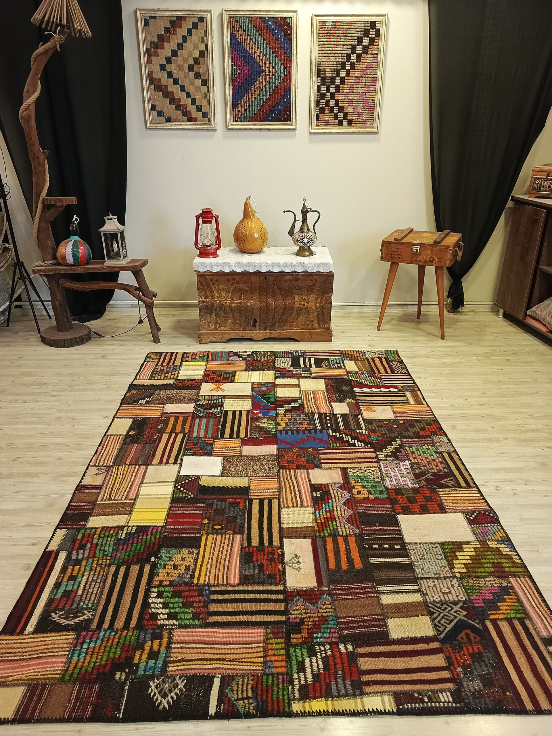 İnce İşçilik El Dokuma Patchwork Halı 160x230 cm 6409 - Görsel 3