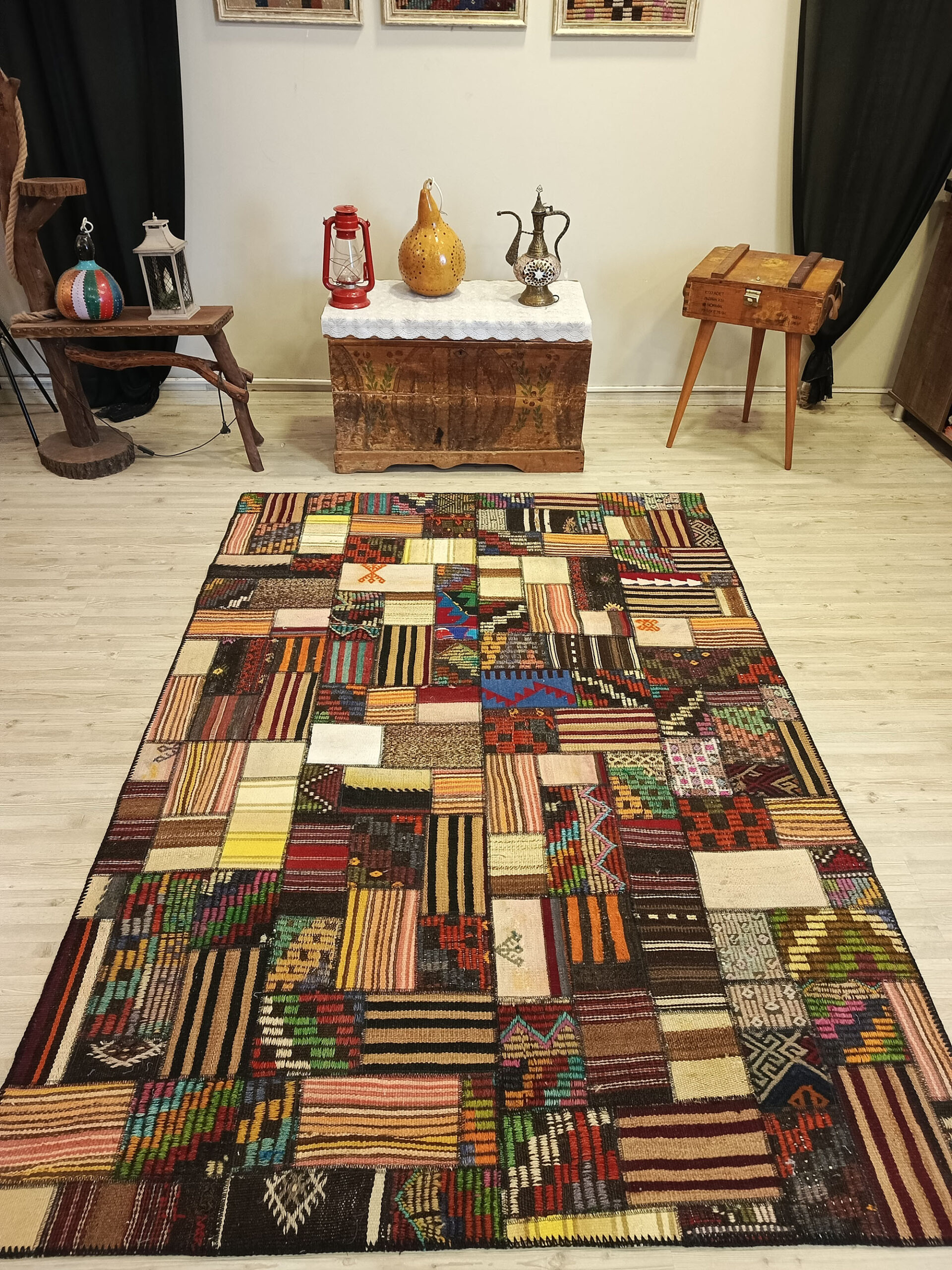 İnce İşçilik El Dokuma Patchwork Halı 160x230 cm 6409 - Görsel 4