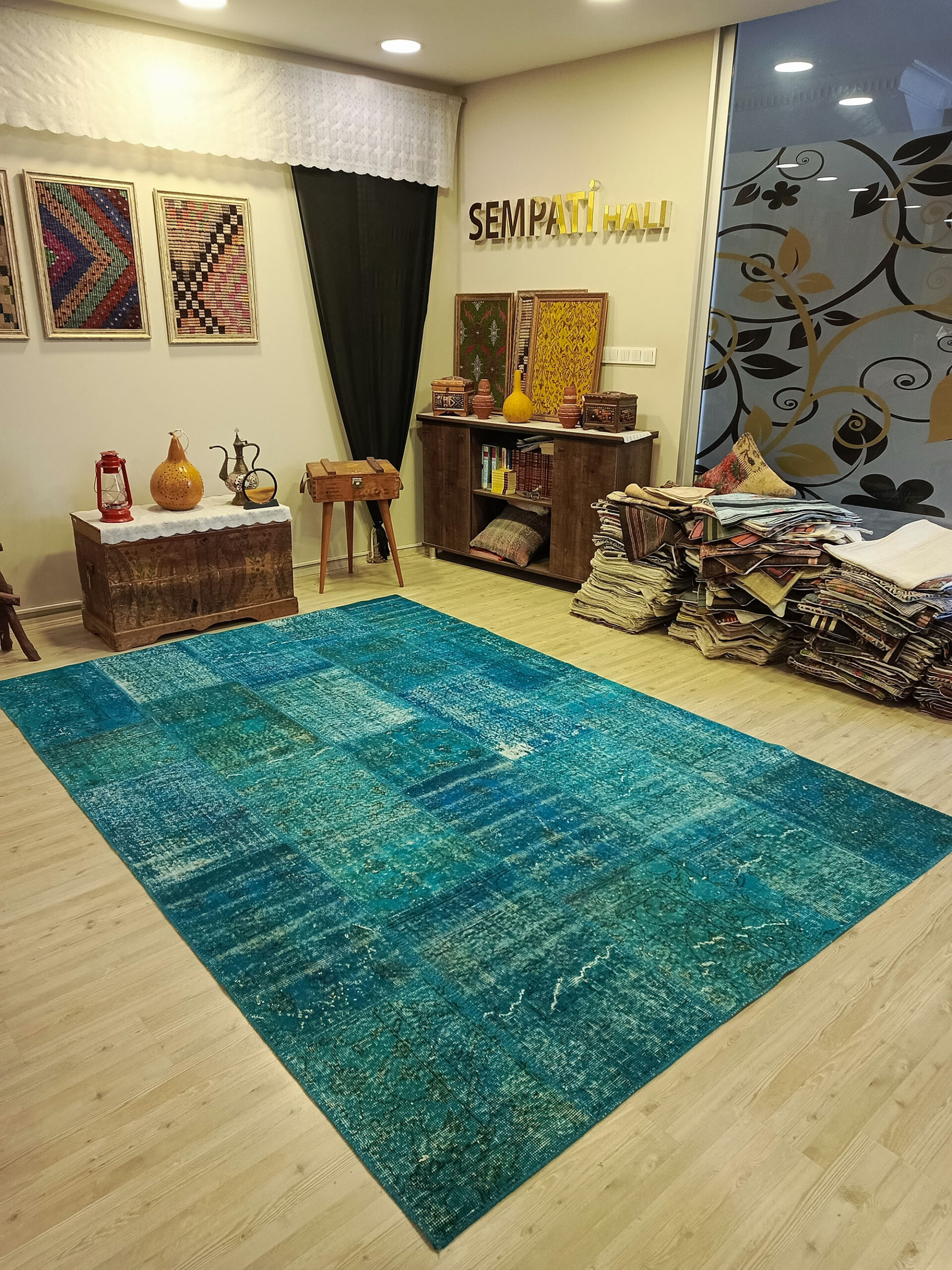 Kök Boya El Dokuma Patchwork Halısı 200x300 cm 6410 - Görsel 2