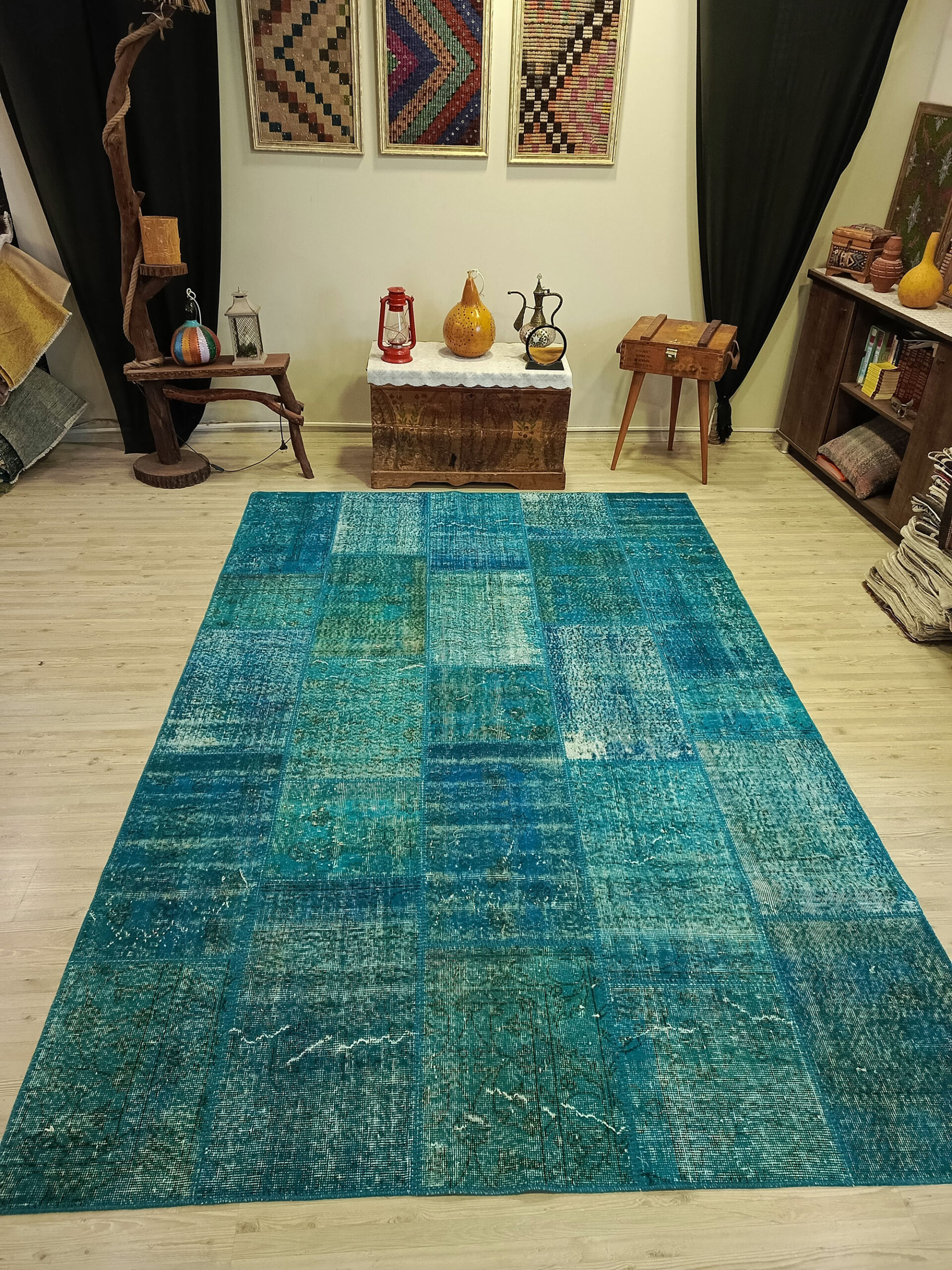 Kök Boya El Dokuma Patchwork Halısı   200x300 cm  6410