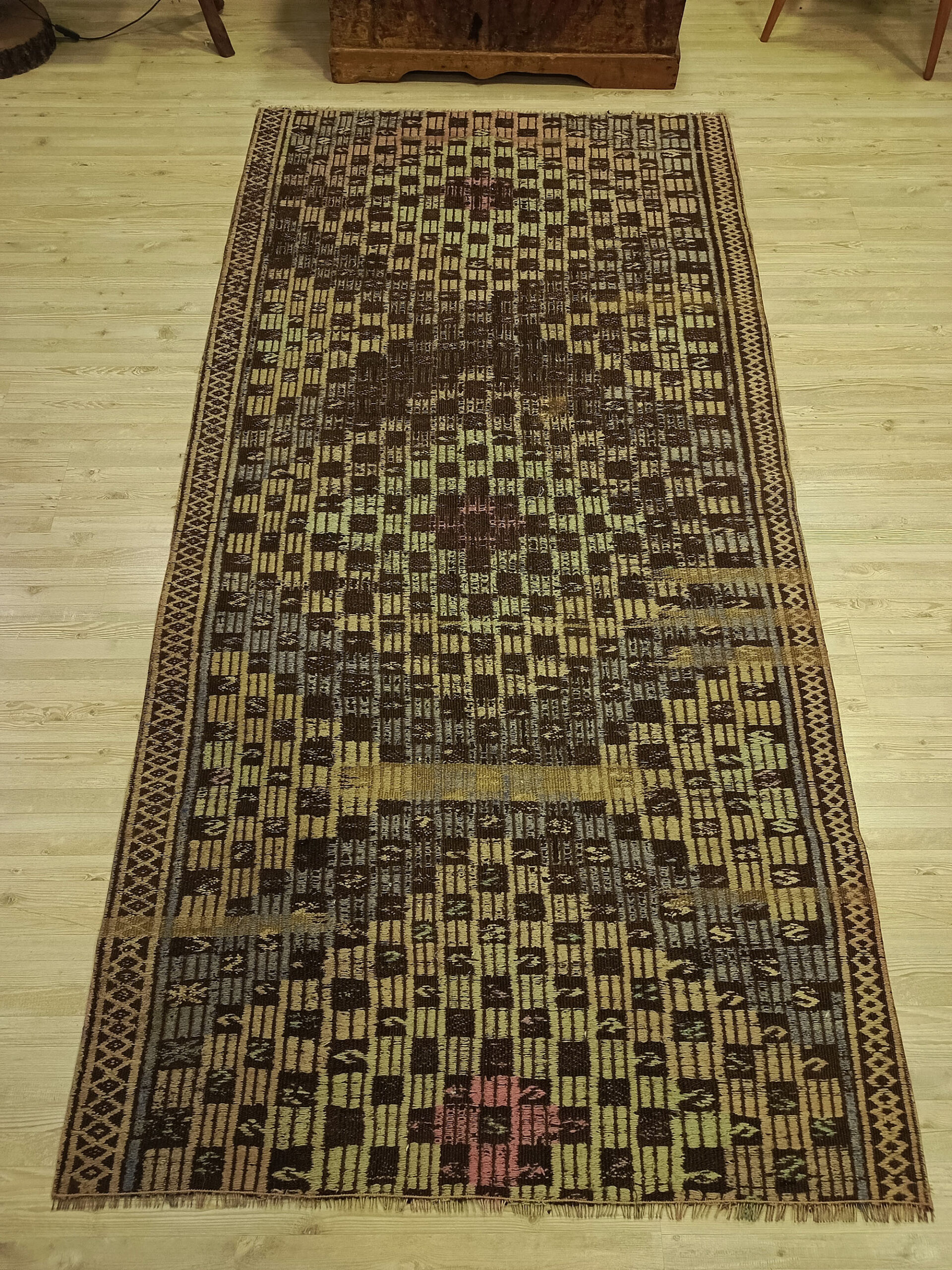 Yün Eskitme Patchwork Halı 119x240 cm 6418 - Görsel 4