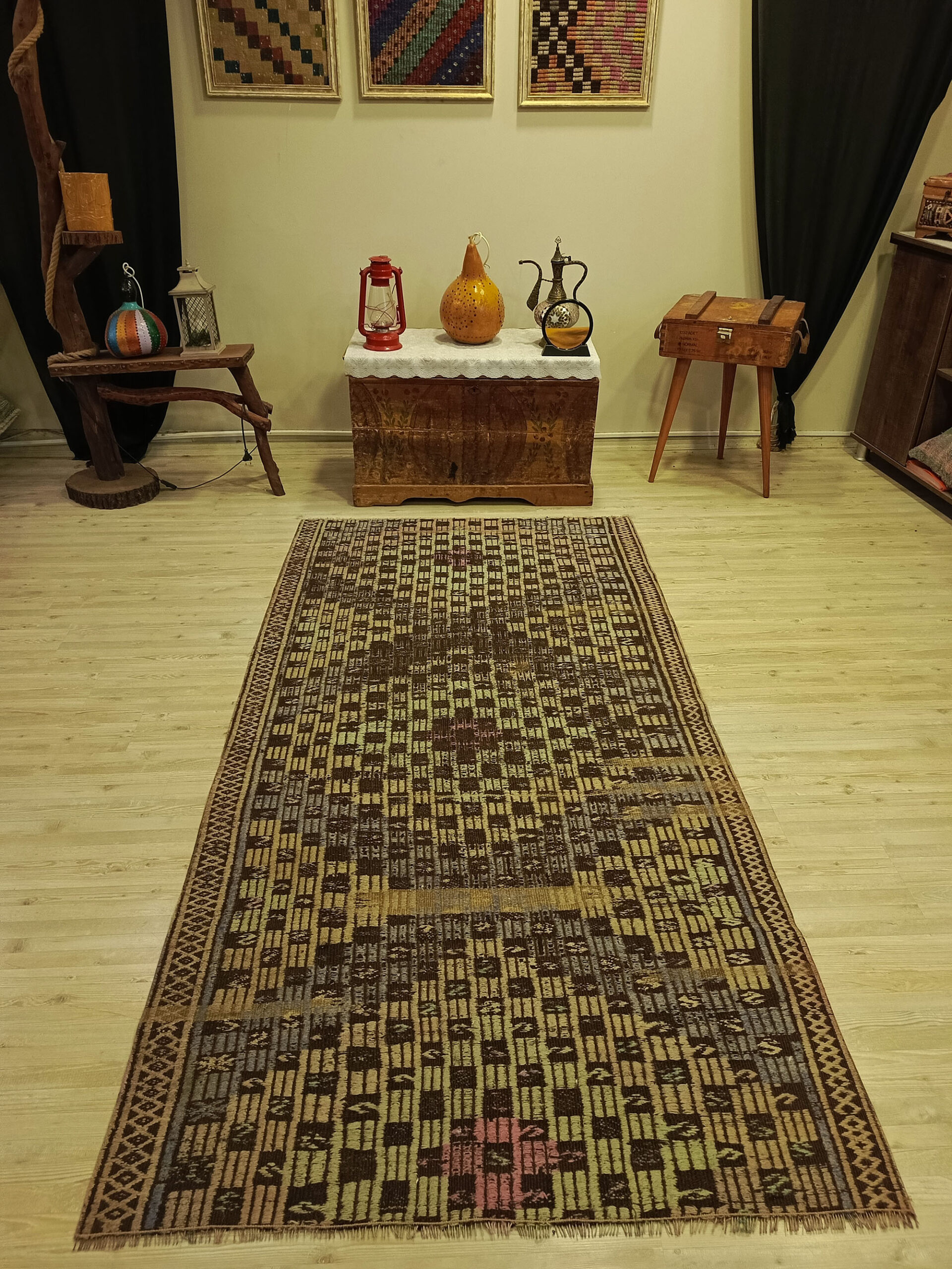 Yün Eskitme Patchwork Halı   119x240 cm  6418