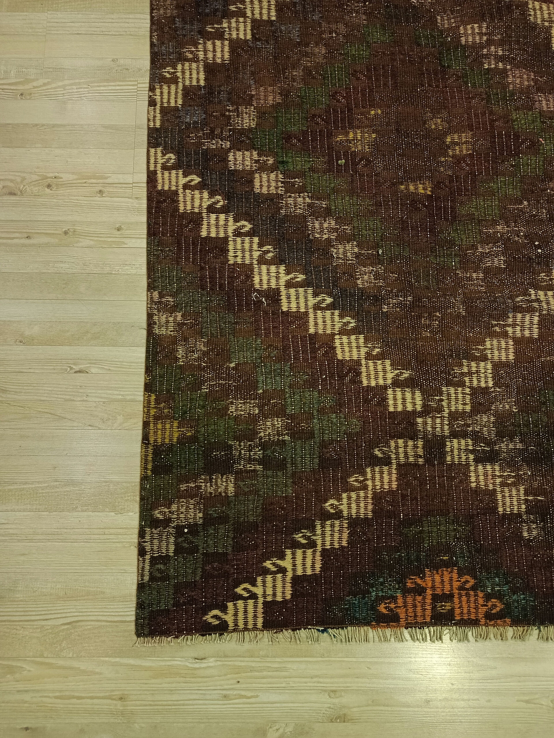 Eskitme El Dokuma Yün Patchwork Halı 120x228 cm 6419 - Görsel 4