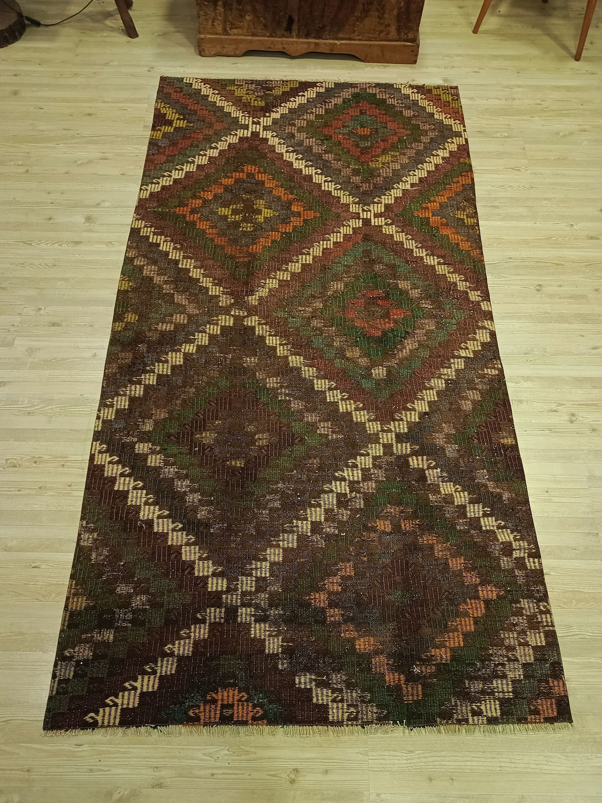 Eskitme El Dokuma Yün Patchwork Halı 120x228 cm 6419 - Görsel 5