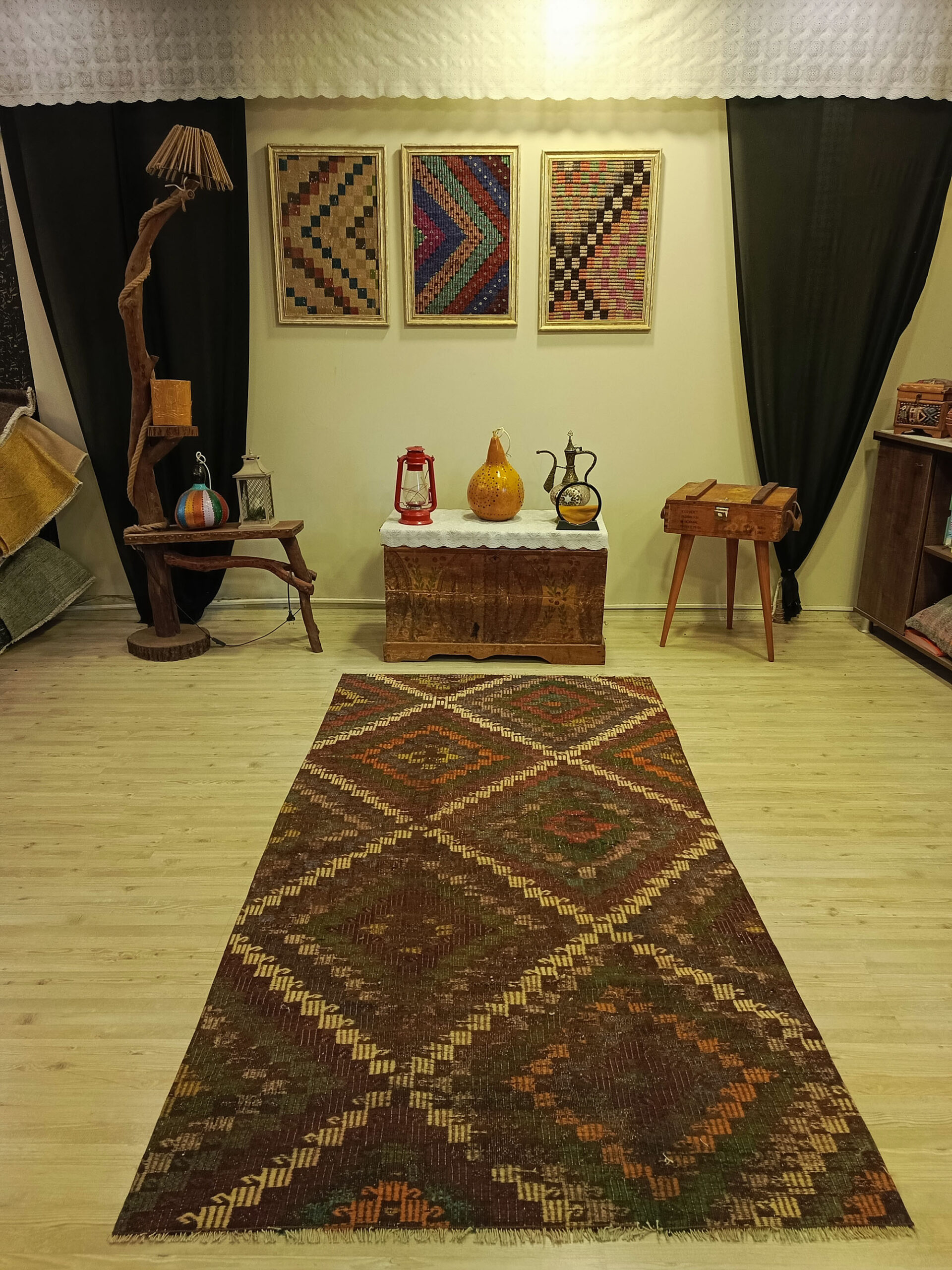 Eskitme El Dokuma Yün Patchwork Halı   120x228 cm  6419