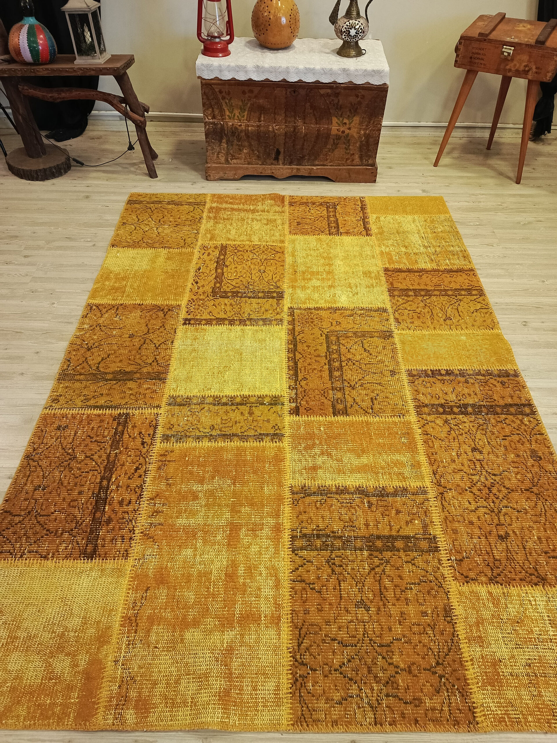 Geçmişin İzleri Sarı Patchwork Halı   160x230 cm  6500