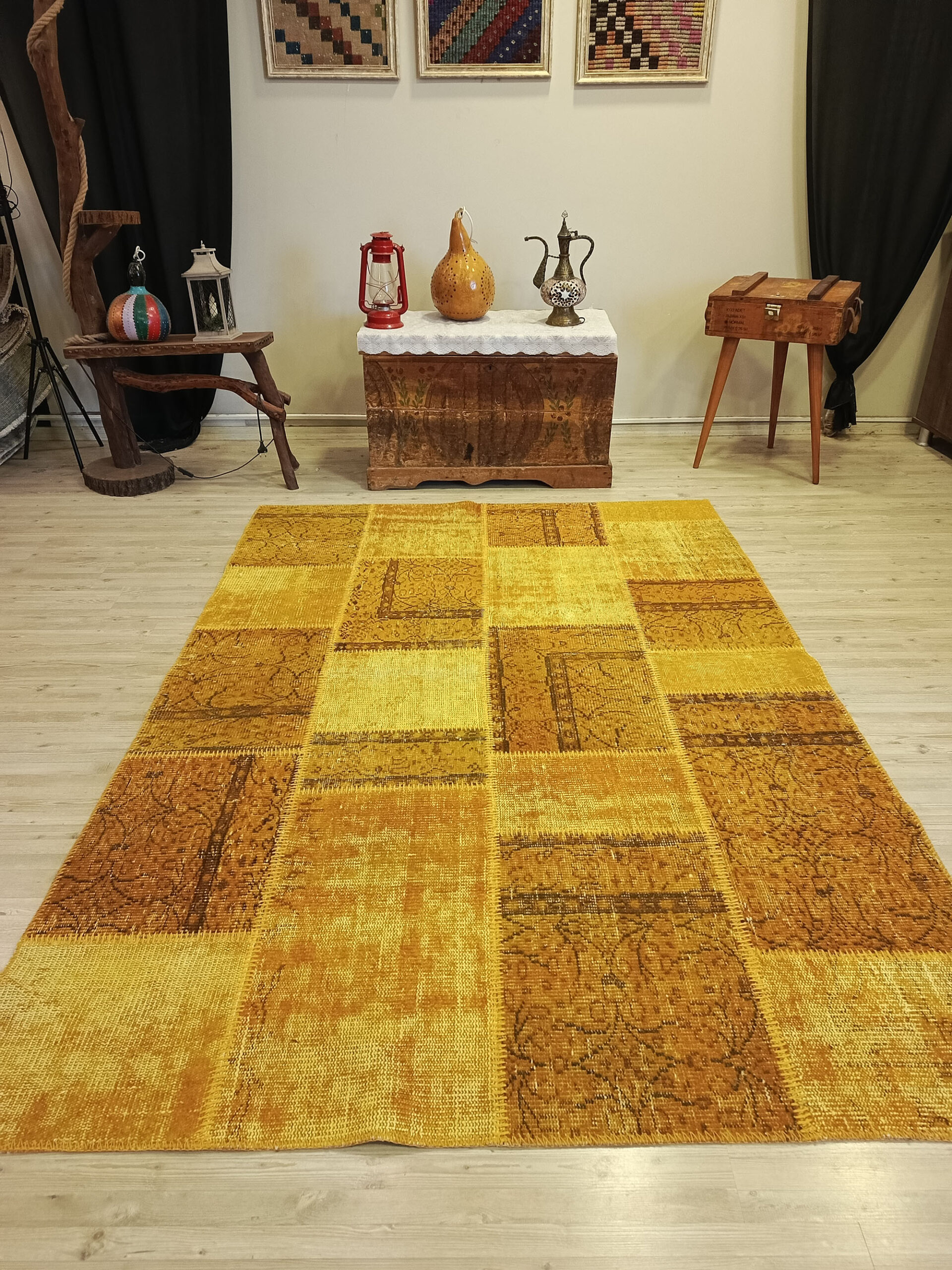 Geçmişin İzleri Sarı Patchwork Halı 160x230 cm 6500 - Görsel 7