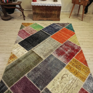 El Dokuma Özel Tasarım Patchwork Halı   160x230 cm  6501