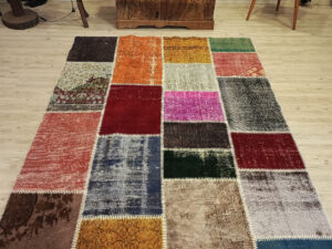 El Yapımı Eskitme Patchwork Halı   160x230 cm  6502