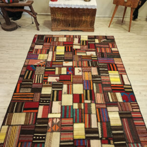 Kök Boya El Dokuma Patchwork Halısı   160x230 cm  6505