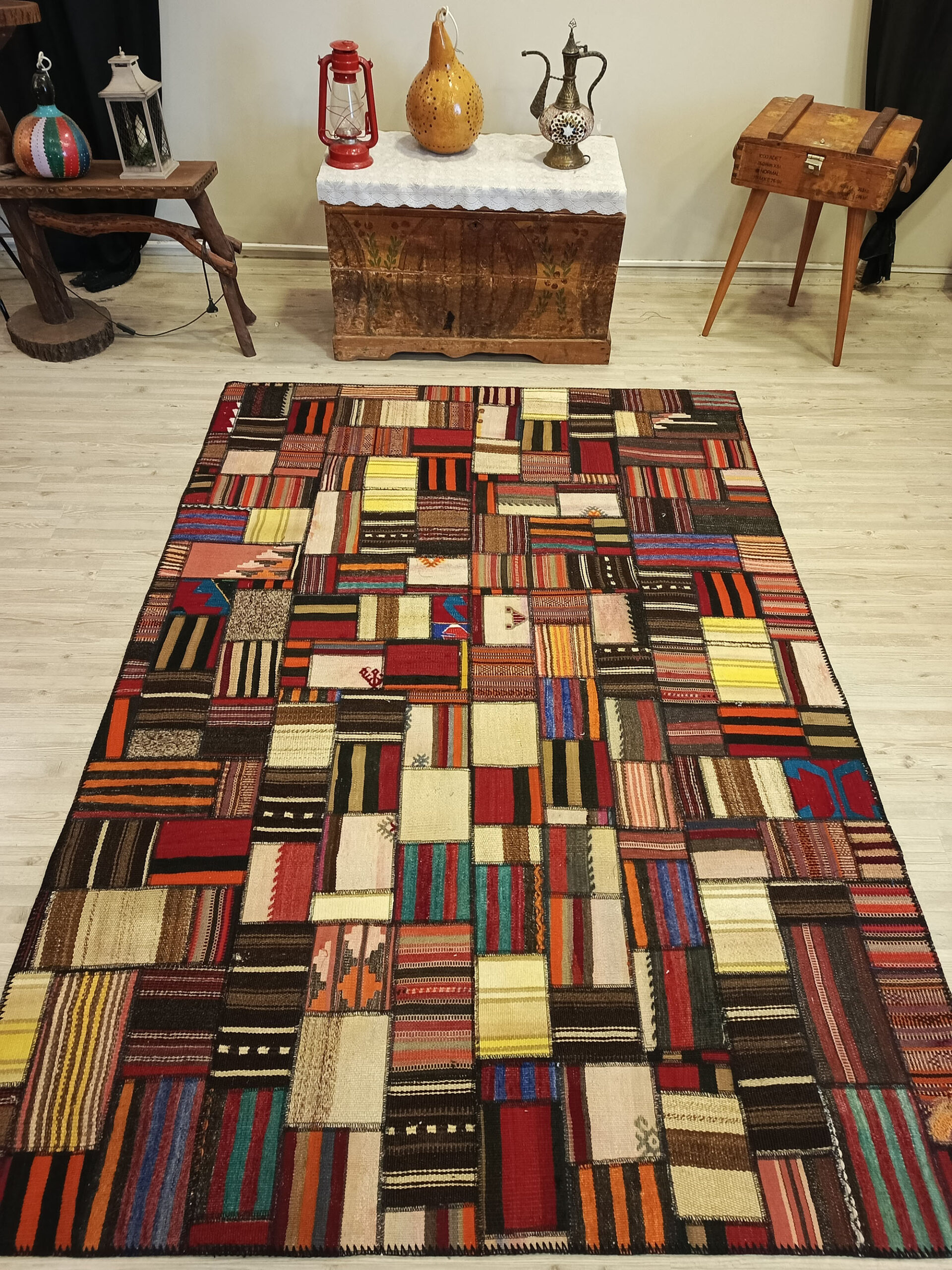 Kök Boya El Dokuma Patchwork Halısı   160x230 cm  6505