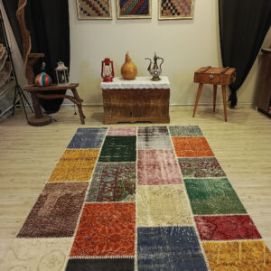 Eski Tarz El Dokuma Patchwork Halı   160x230 cm  6509