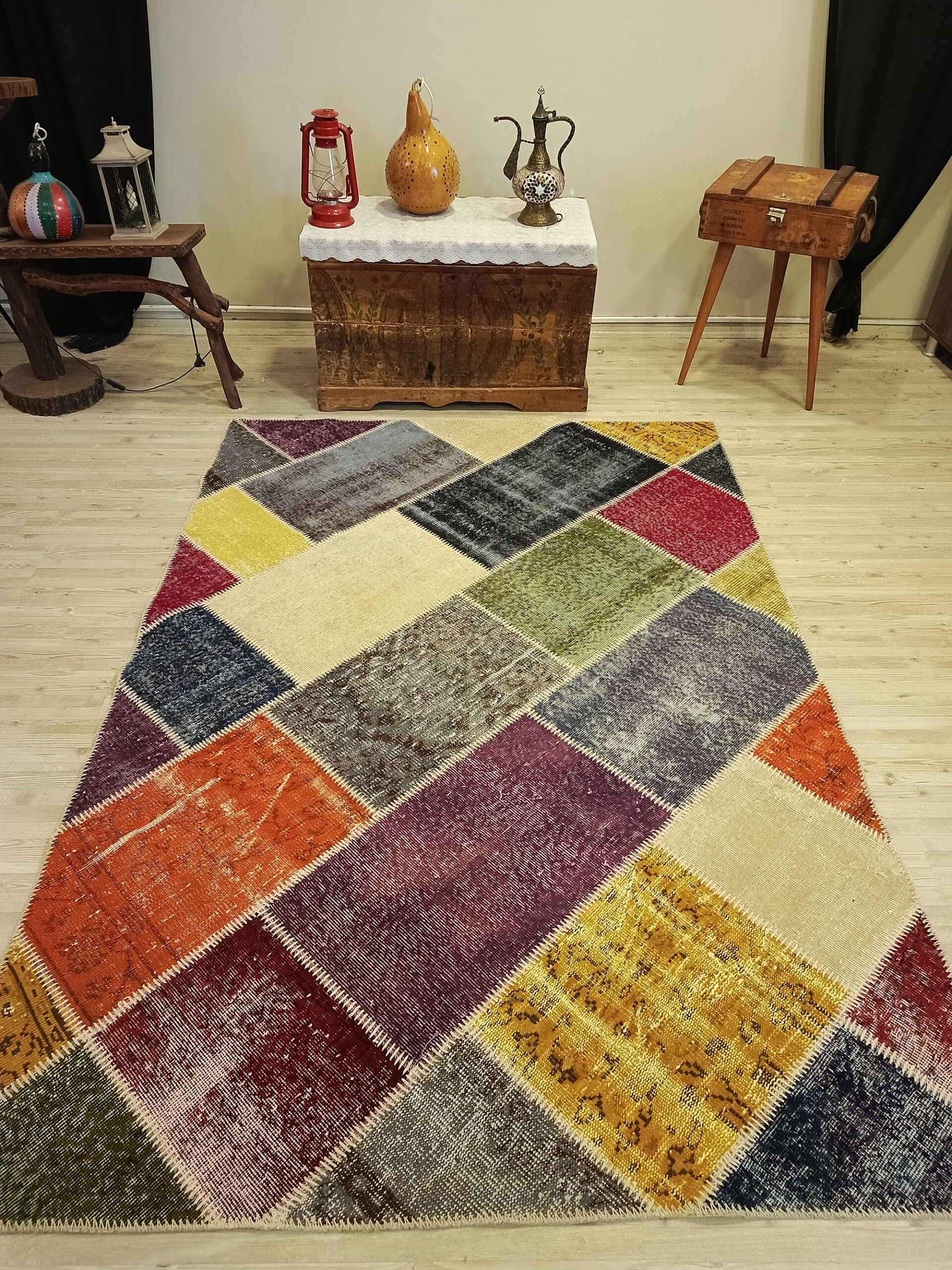 Anadolu Desenli Eskitme Patchwork Halı   160x230 cm  6510