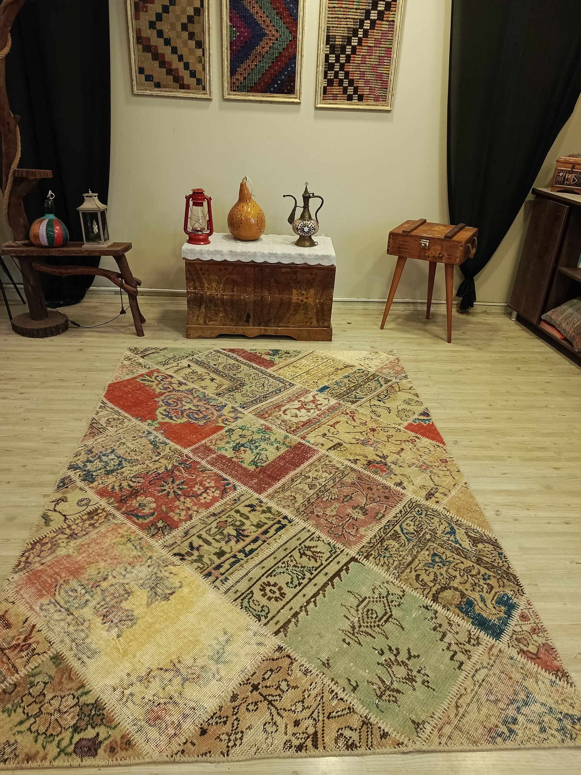 El İşçiliği Eskitme Patchwork Halı 160x230 cm 6422 - Görsel 4