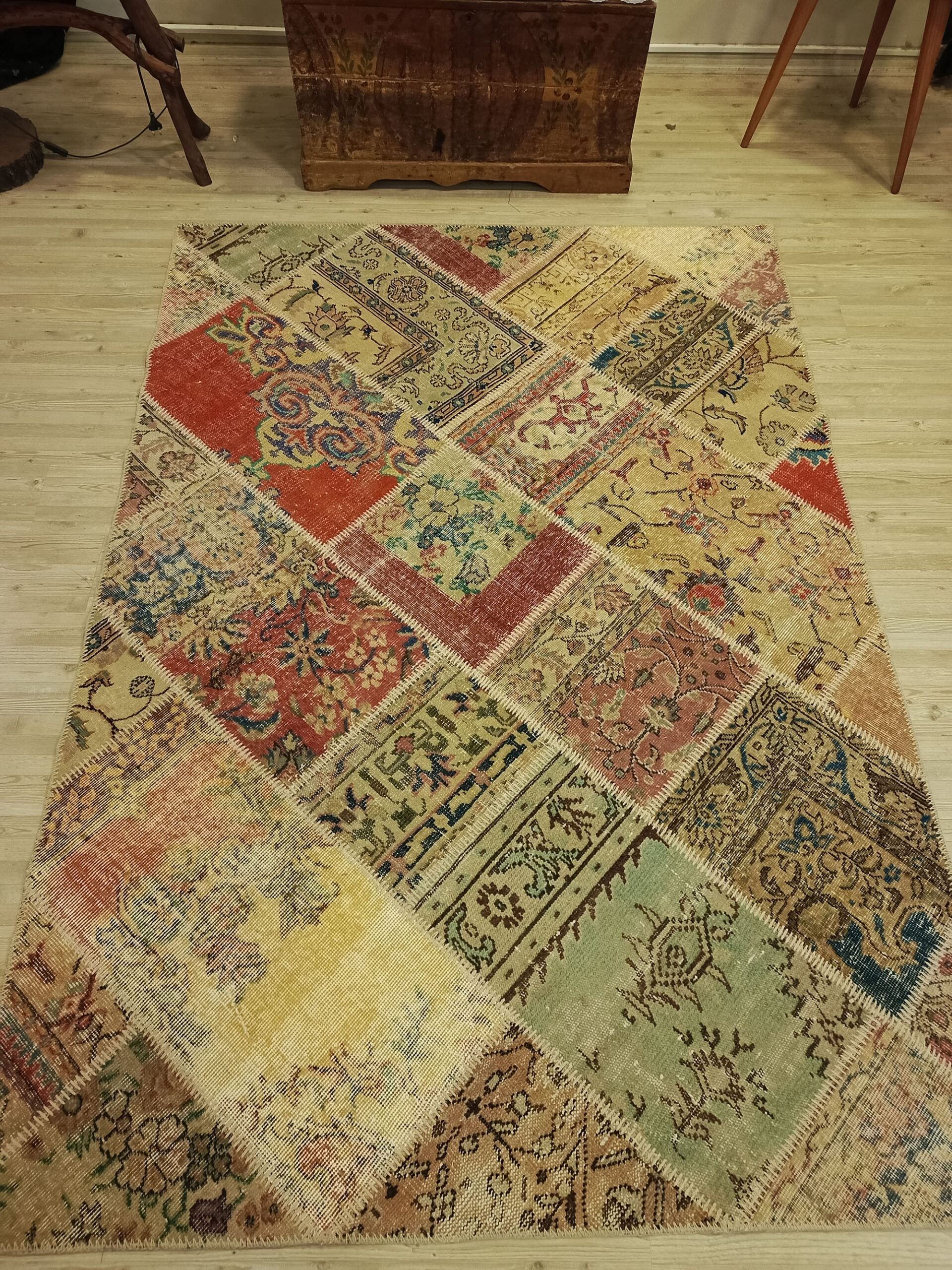 El İşçiliği Eskitme Patchwork Halı 160x230 cm 6422 - Görsel 5