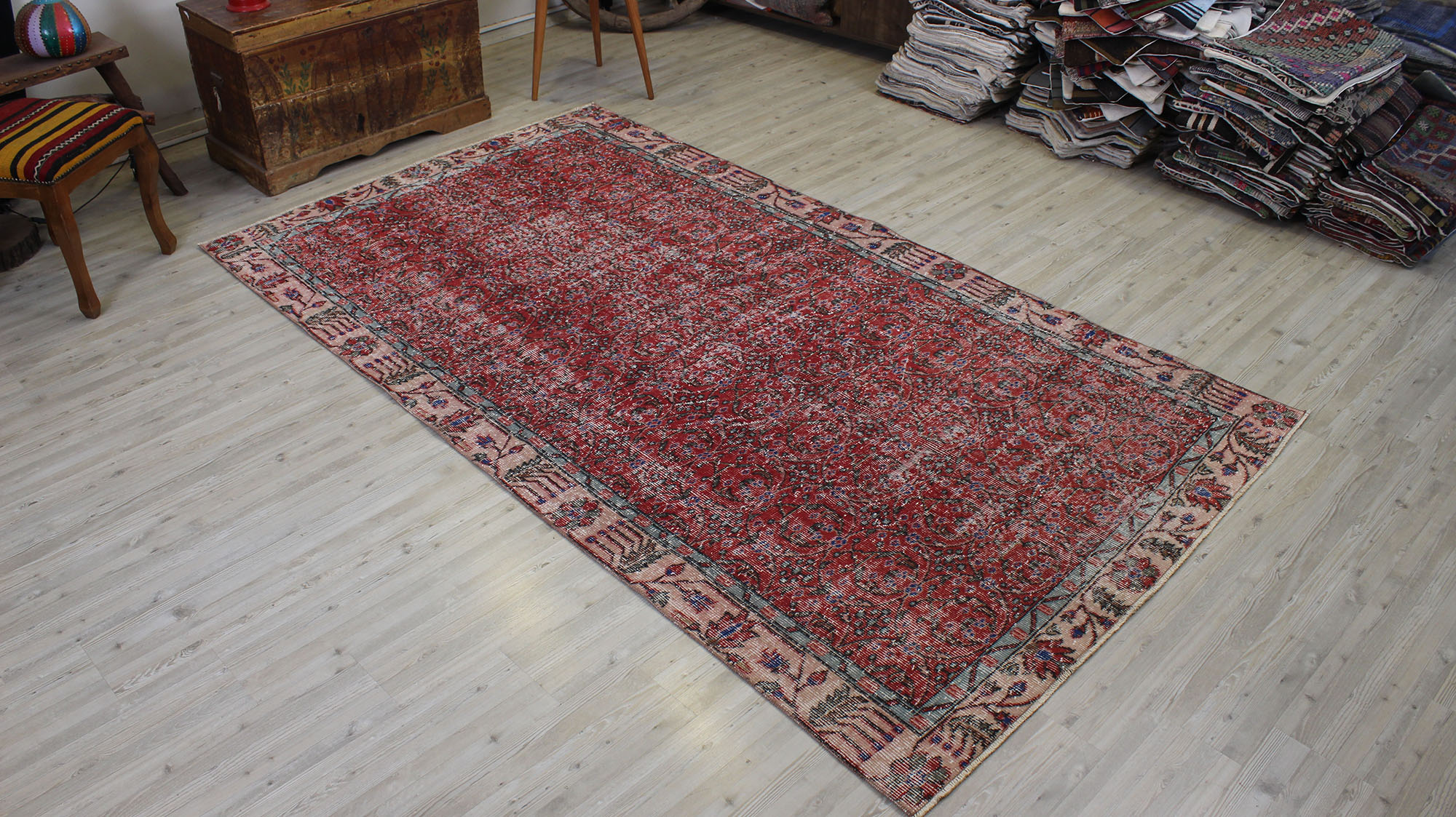 Eskitme El Yapımı Yün Halı 156 x 278 cm 10514