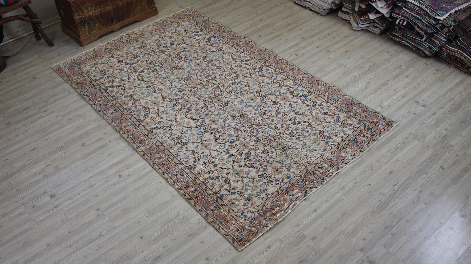 Vintage El Dokuma Halı Yün 163 x 261 cm 10536