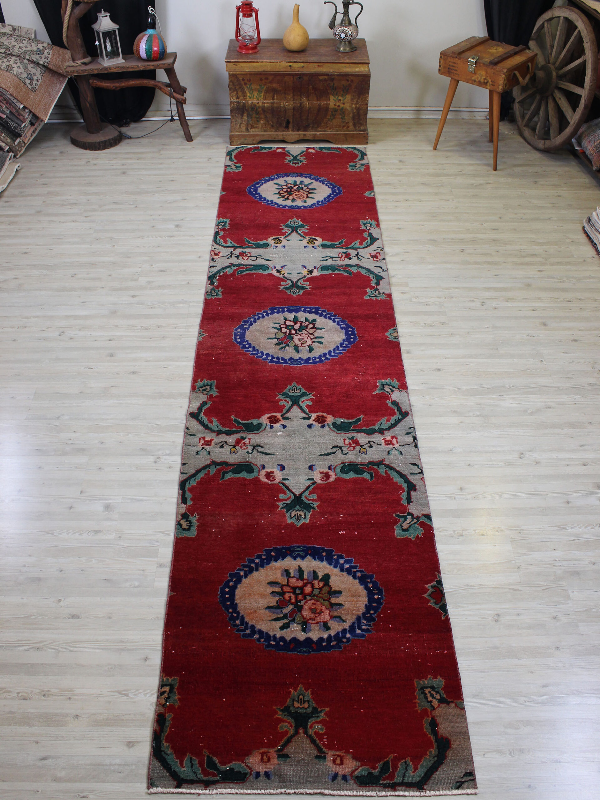 El Dokuma Vintage Yün Halı 90 x 389 cm 10576