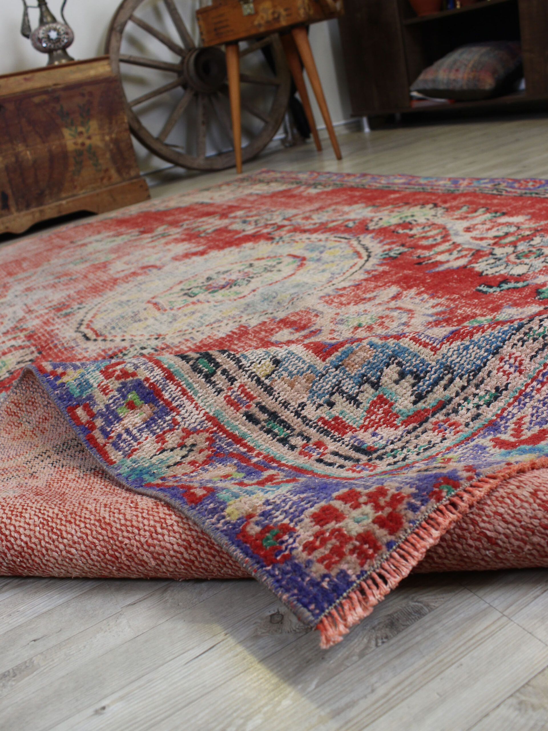 El Yapımı Yün Vintage Halı 165 x 259 cm 10588 - Görsel 6