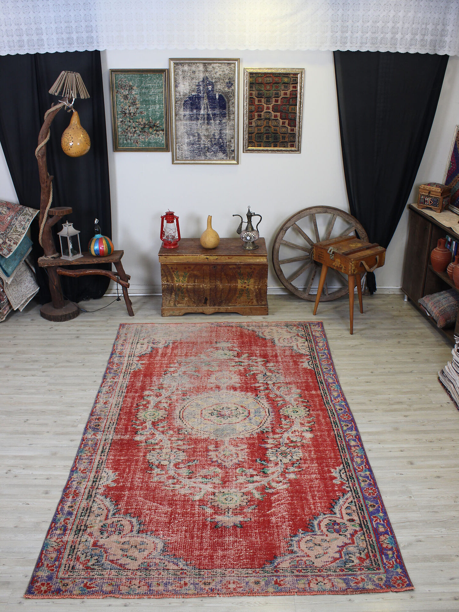 El Yapımı Yün Vintage Halı 165 x 259 cm 10588 - Görsel 4