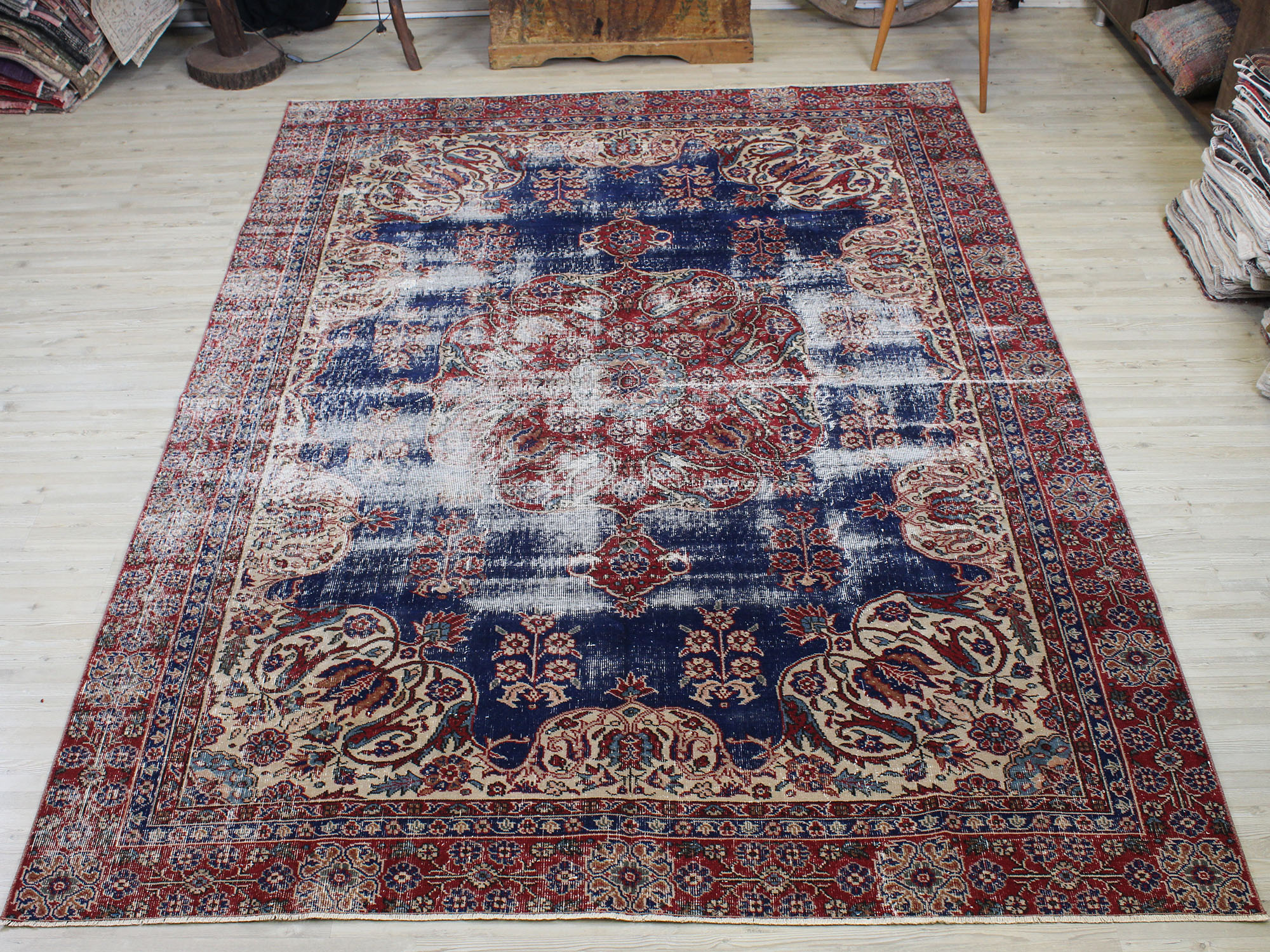 Eskitme El Yapımı Yün Halı Vintage 223 x 305 cm 10601