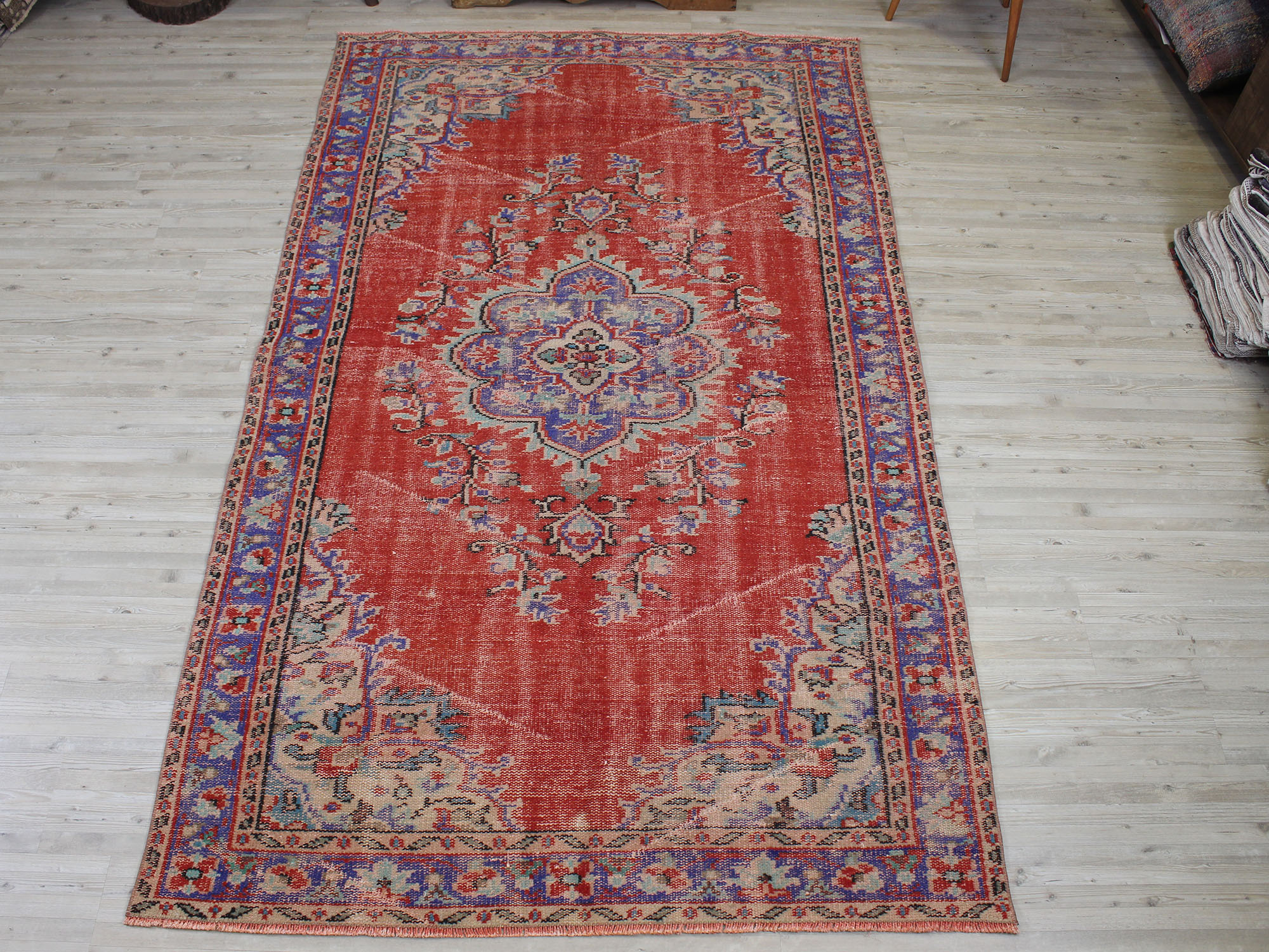 Vintage El Yapımı Halı Yün 158 x 266 cm 10603 - Görsel 7