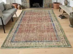 %100 Yün El Dokuma Vintage Halı 196x307 cm 10820