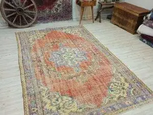 Doğal Yün El Dokuma Eskitme Halı 176x280 cm 10823
