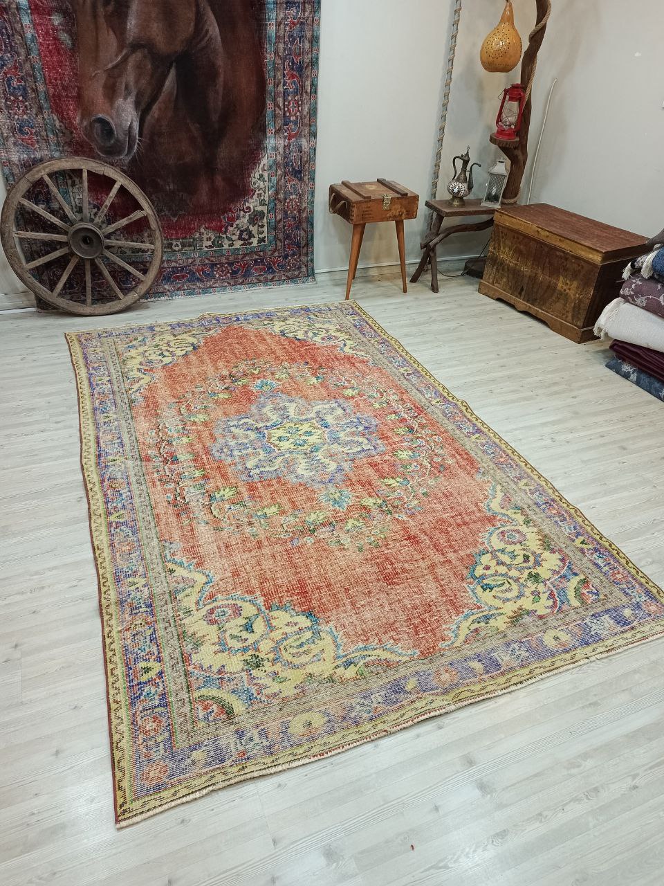 Doğal Yün El Dokuma Eskitme Halı 176x280 cm 10823