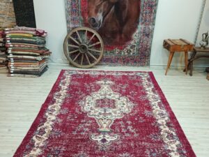 El Dokuma Doğal Yün Vintage Halı 188x270 cm 10827