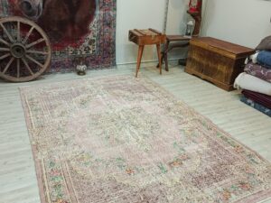 El Dokuma Vintage Doğal Yün Halı 182x267 cm 10829