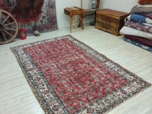 Vintage El Dokuma Yün Halı 161x265 cm 10836