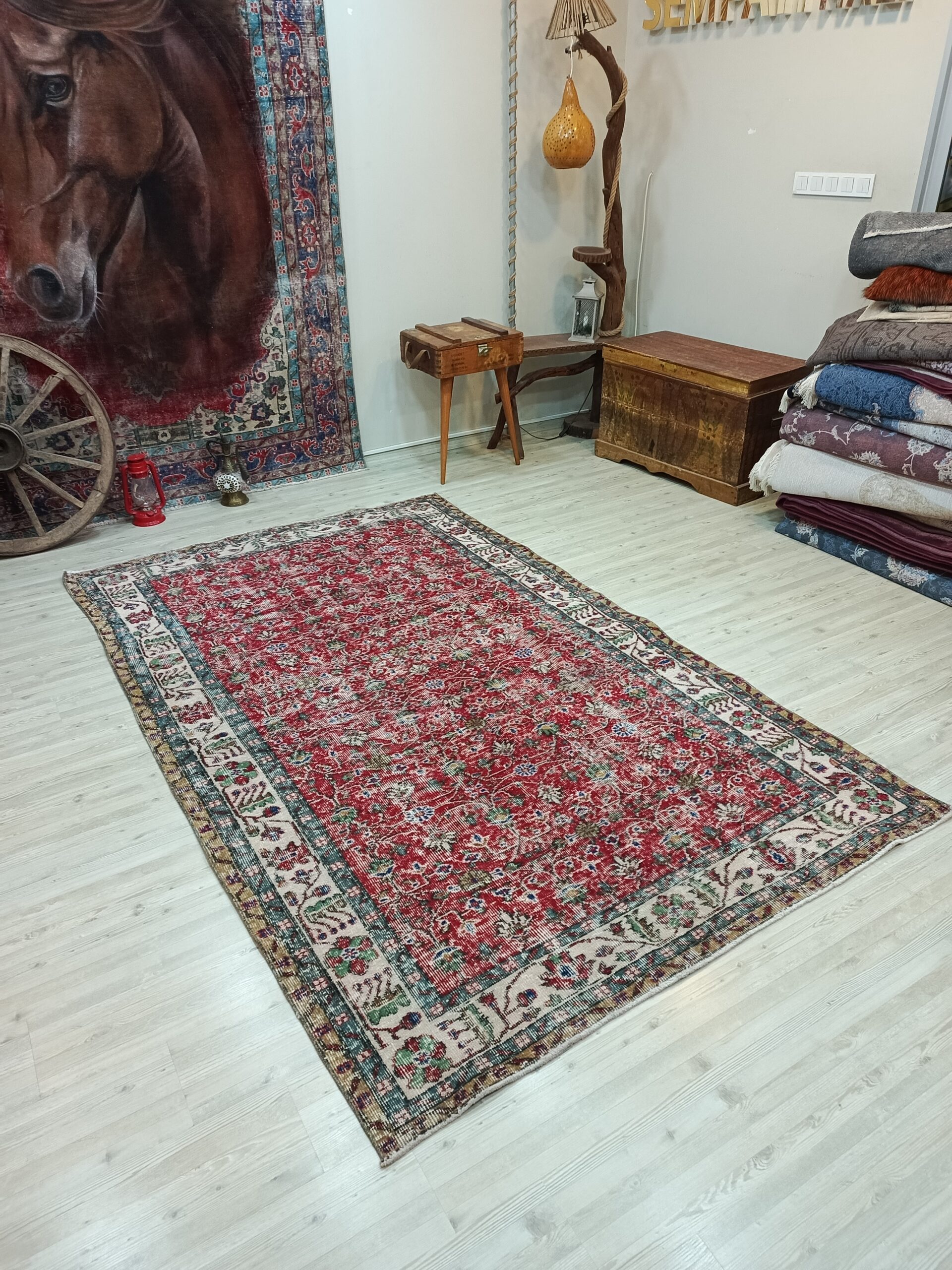 Vintage El Dokuma Yün Halı 161x265 cm 10836 - Görsel 2