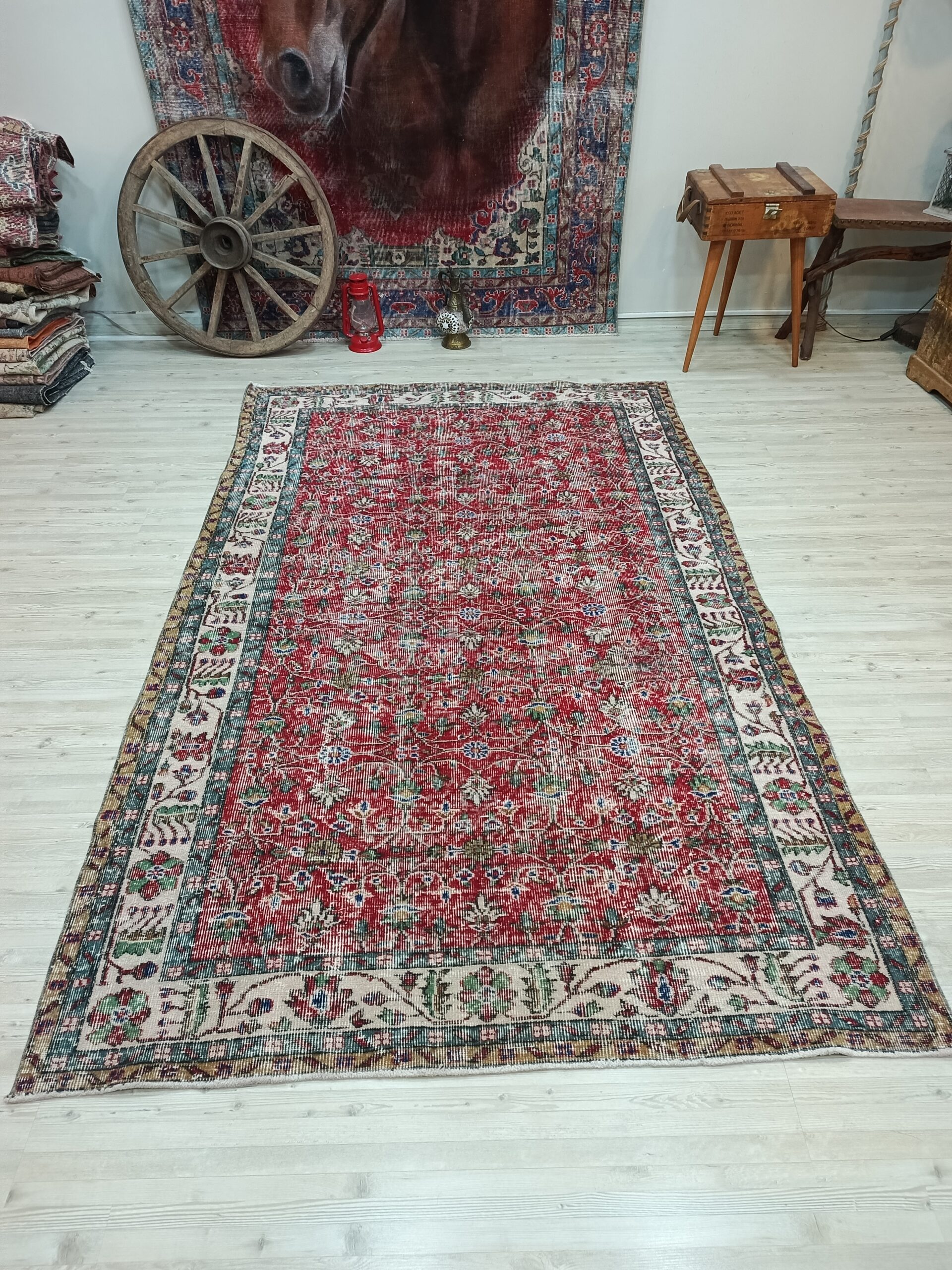 Vintage El Dokuma Yün Halı 161x265 cm 10836 - Görsel 7