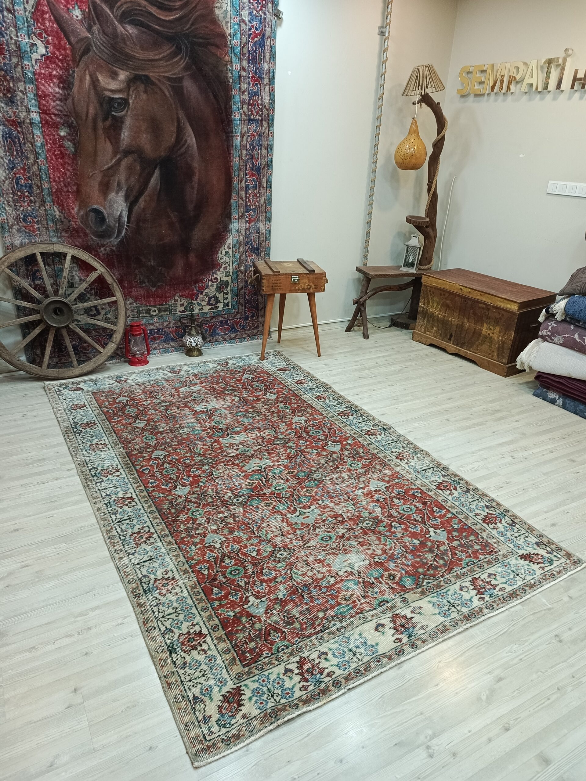 Yün & Pamuk Eskitme Halı 164x265 cm 10841