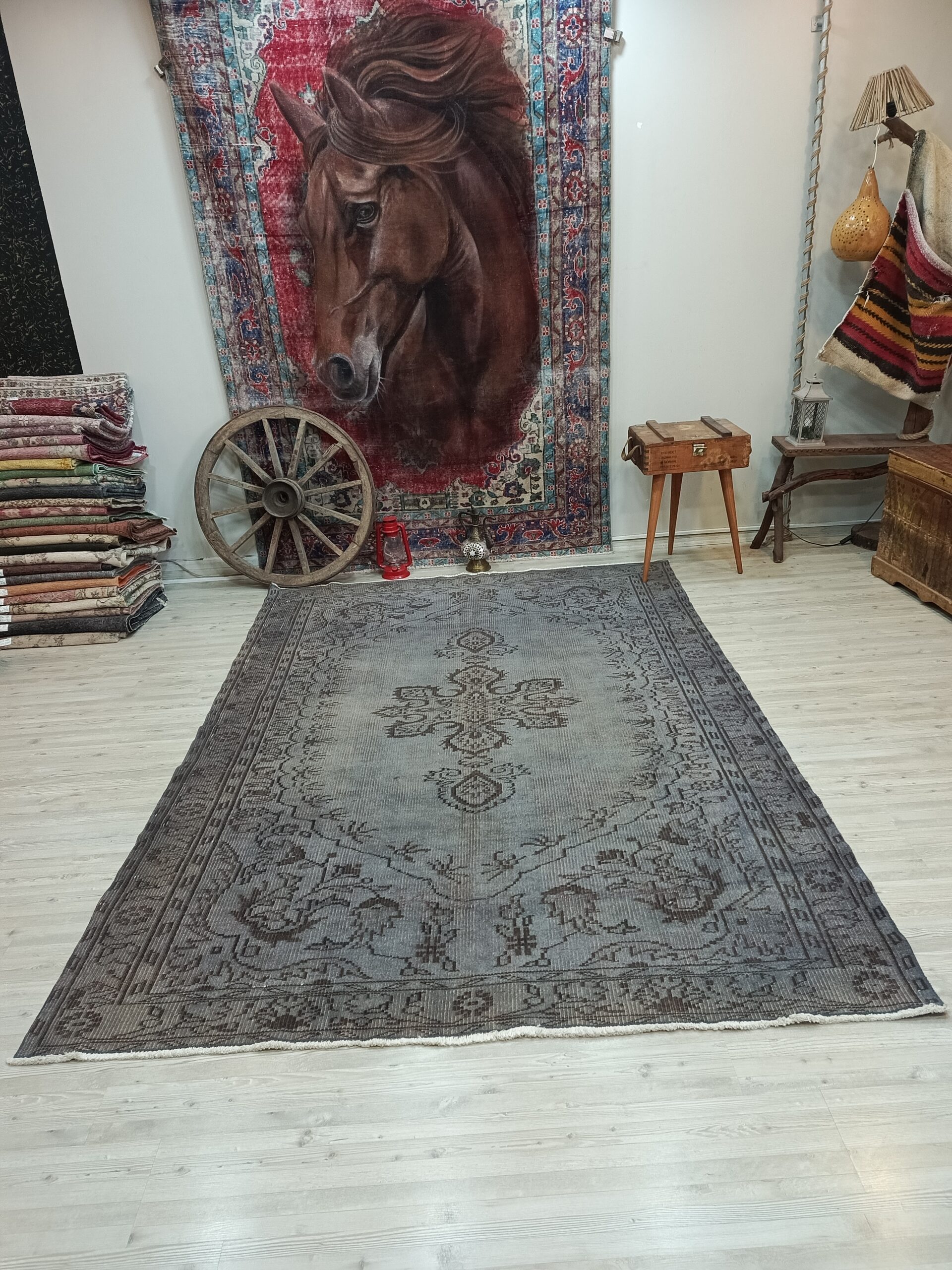 %100 Yün Doğal Vintage Halı 189x278 cm 10844 - Görsel 6