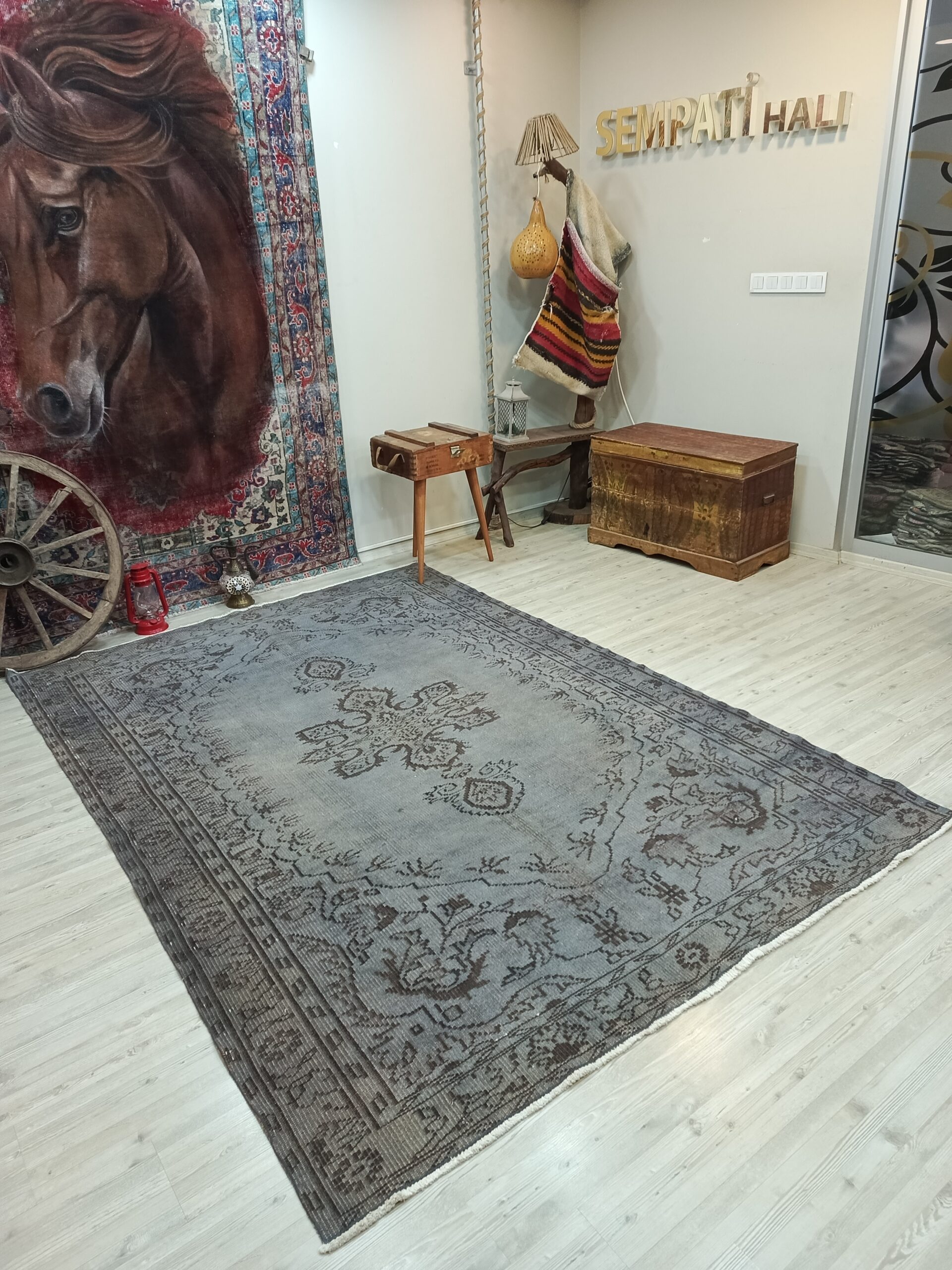 %100 Yün Doğal Vintage Halı 189x278 cm 10844