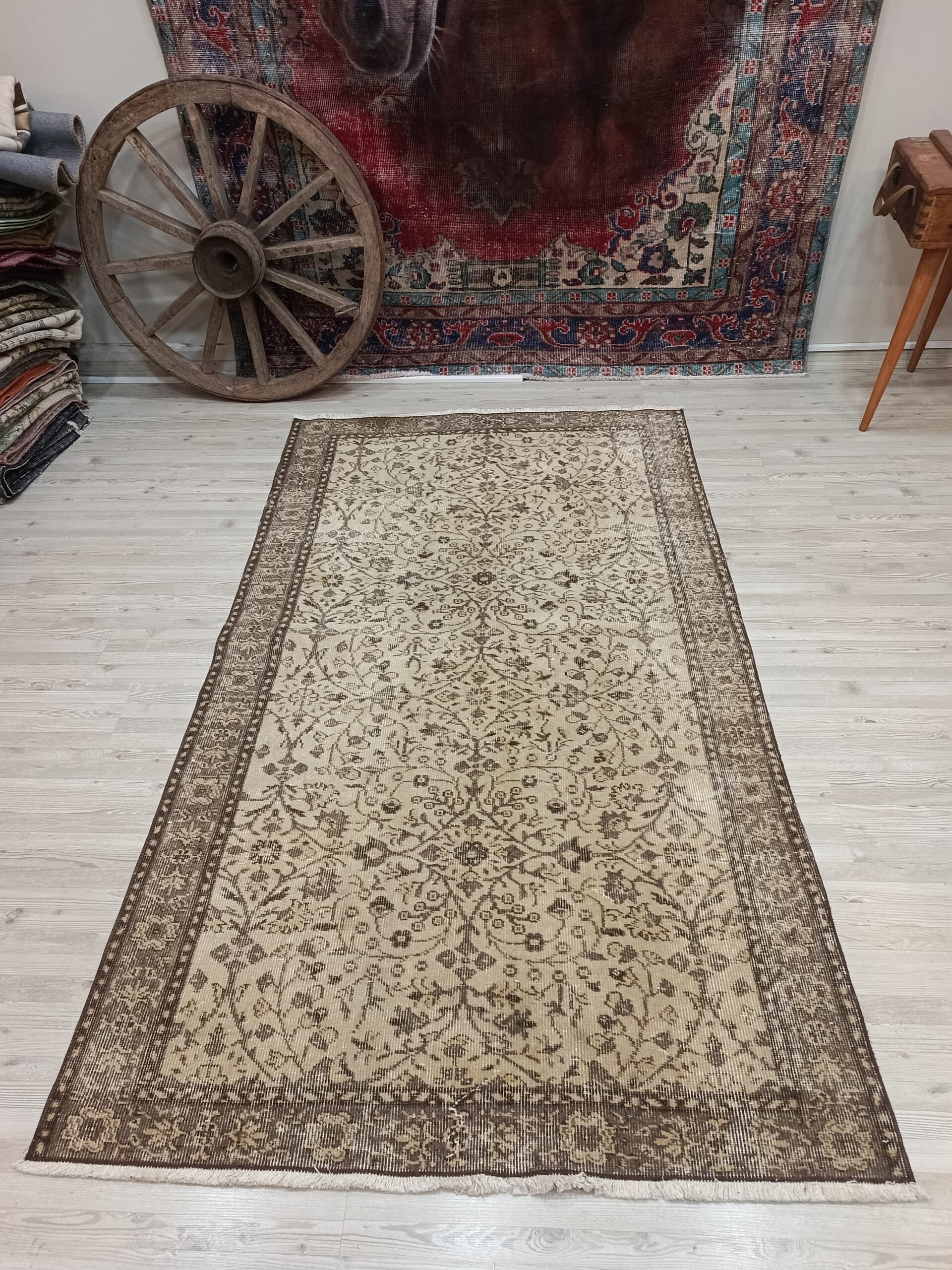 %100 Yün El Dokuma Vintage Halı 114x206 cm 10845 - Görsel 2