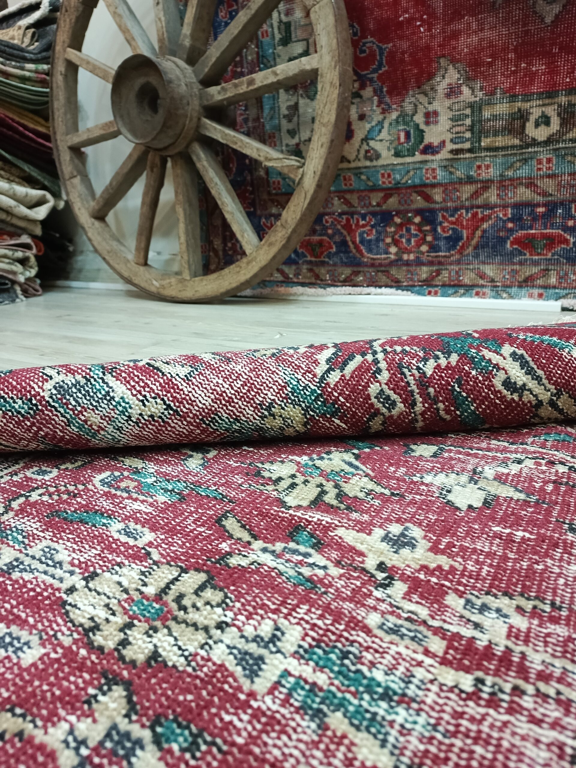 %100 Yün Vintage El Dokuma Halı 158x271 cm 10846 - Görsel 5