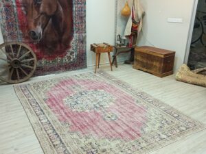 %100 Yün Vintage Eskitme Halı 206x283 cm 10847